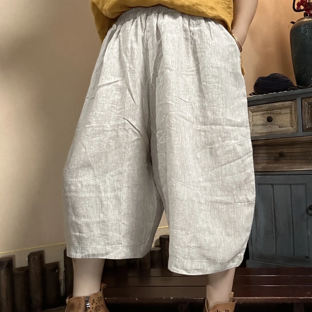 【语禾】3273特价款雨露亚麻七八分裤