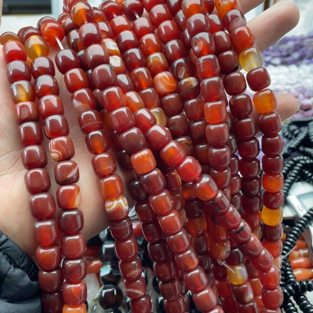 玛瑙/玉髓合金珠宝半成品一条装卡10mm红玛瑙老型珠