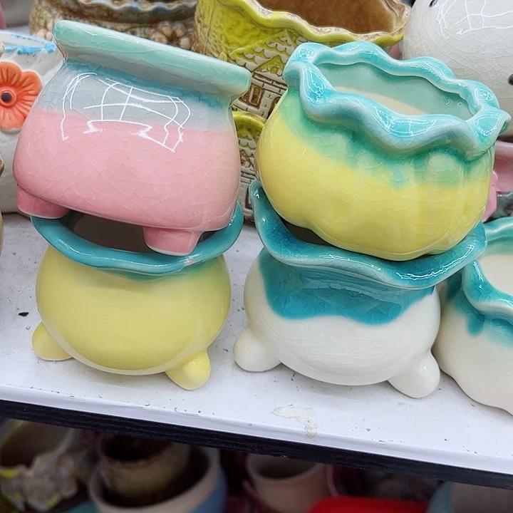 多肉绿植陶瓷花盆9.9包邮，有孔