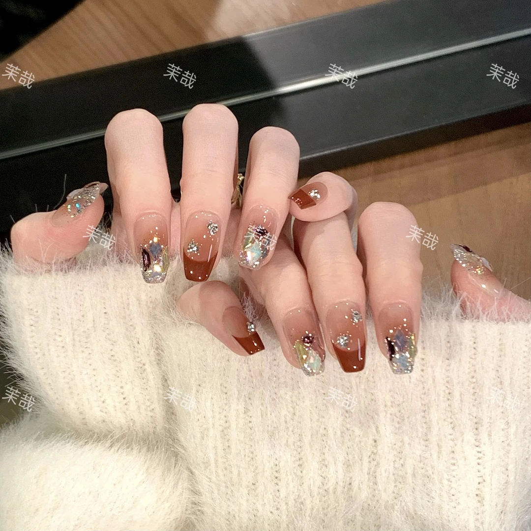 茉哉安娜【街角情书】纯手工定制美甲拆卸穿戴甲A3554