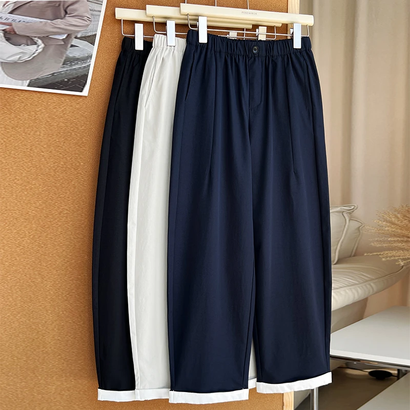 弯刀裤女九分2025夏季新款休闲裤高腰显瘦山本裤小个子宽松阔腿裤