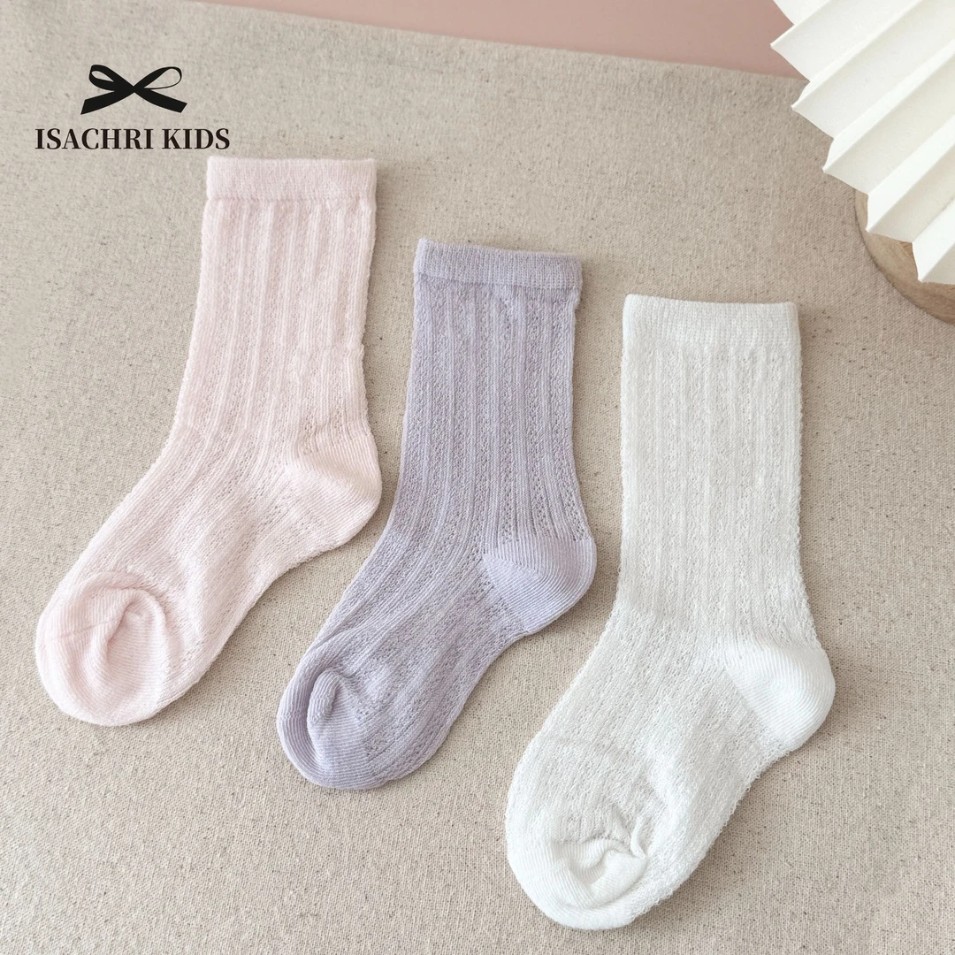 晶晶家【现发】透气中筒袜百搭儿童袜中筒袜春夏薄款宝宝袜子 IS470