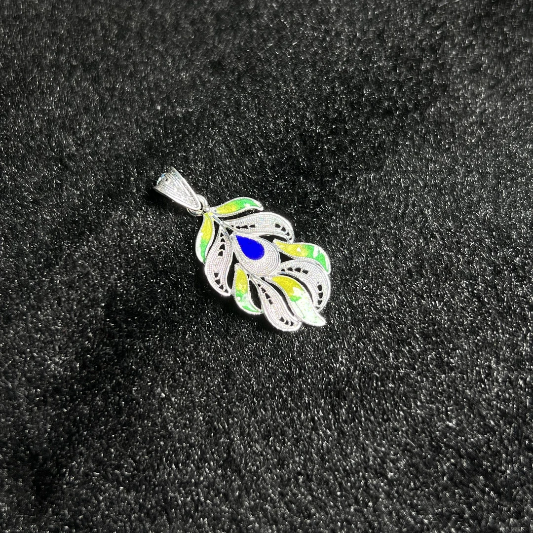 足银珐琅银制品 【铭记珠宝】足银羽毛吊坠16-2DM249H422