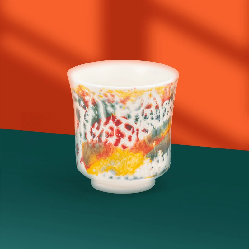 陶瓷艺术大师白瓷七彩主人杯手绘品茗青花瓷茶具家用功夫茶杯茶盏