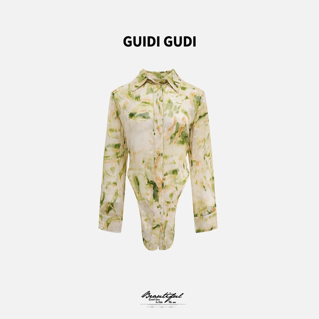 GUIDI GUDI【窃花】黄加蓝设计师碎花长袖外套 W9510825H