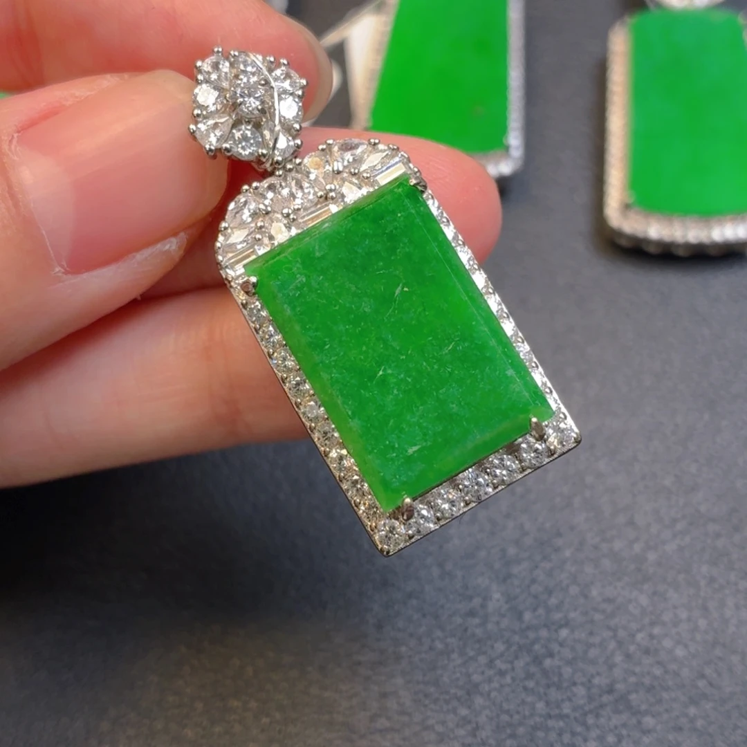 翡翠银S925镶嵌吊坠(不含链)