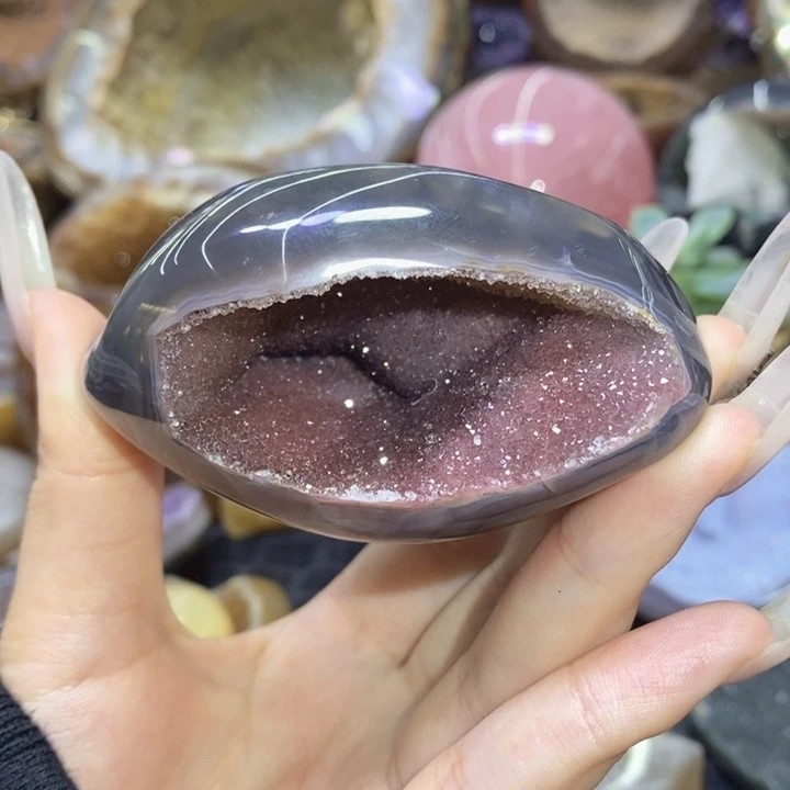 未镶嵌珠宝半成品紫晶红晶抛光洞