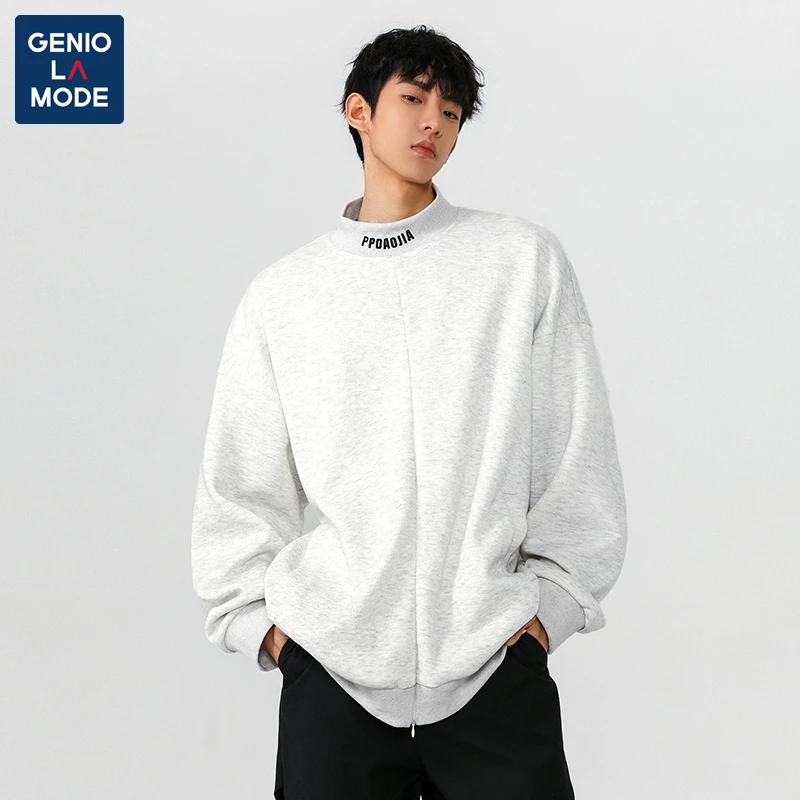 GENIO LAMODE美式半高领卫衣男女春季潮牌设计感拉链高街外穿上衣