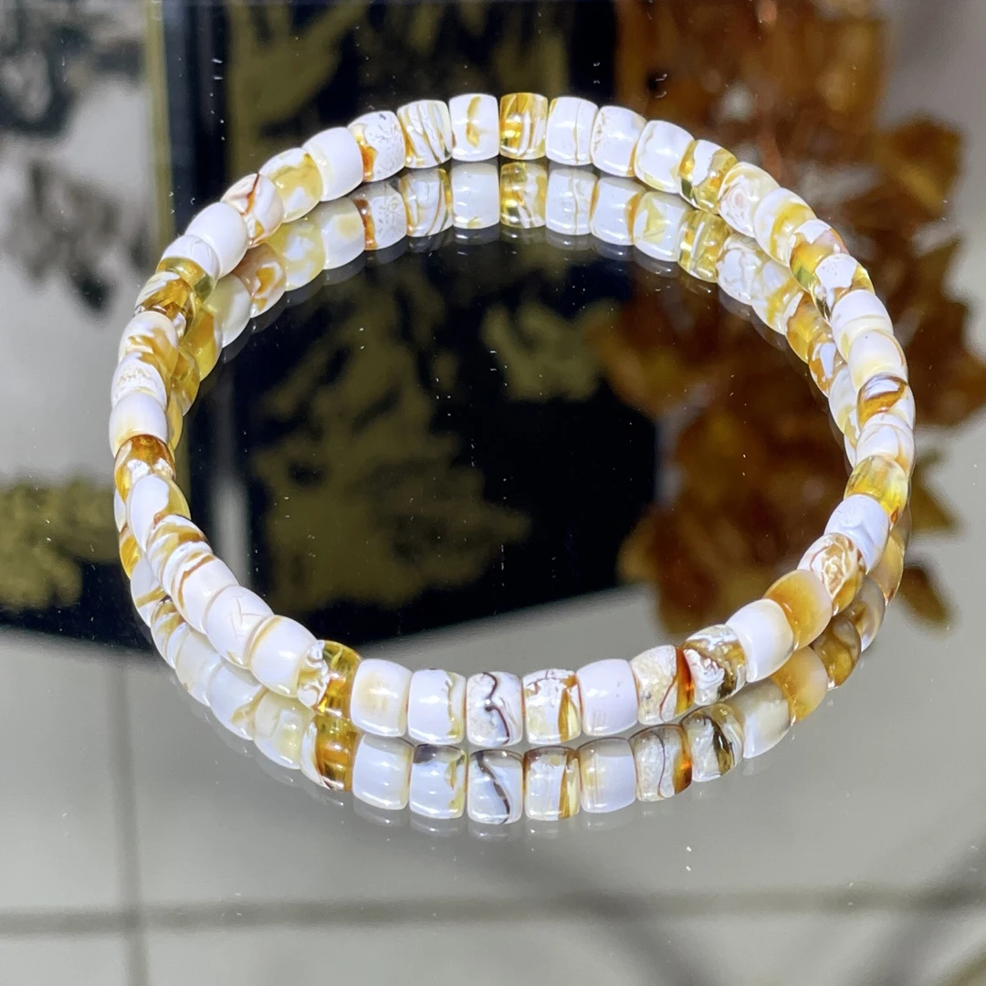 白底彩糖蜜蜡拉丝精工直切尺寸4.5重量2.44克