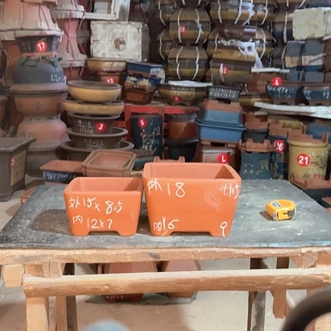 紫砂花盆四方两个