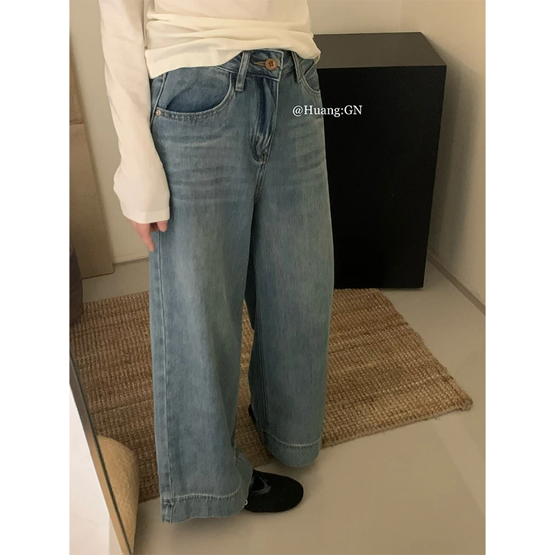 【HUANG:GN】复古韩版高腰百搭牛仔裤