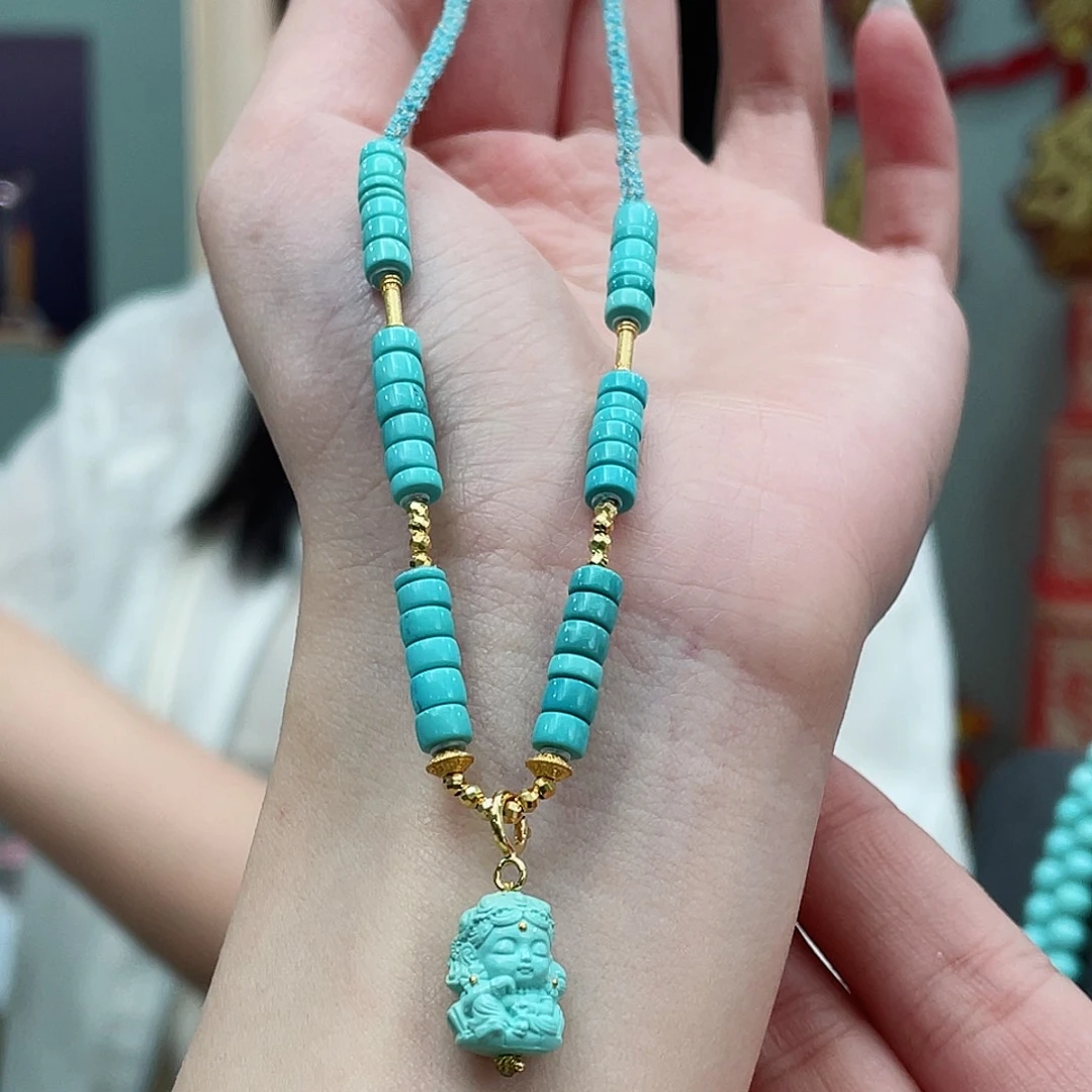 绿松石颈饰18K金镶嵌