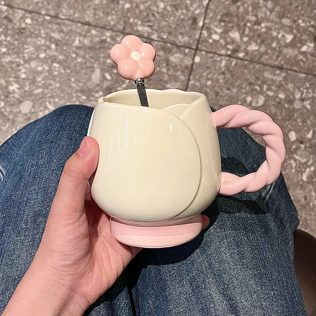 郁金香马克杯高颜值ins风少女心杯子陶瓷水杯家用办公室咖啡茶杯