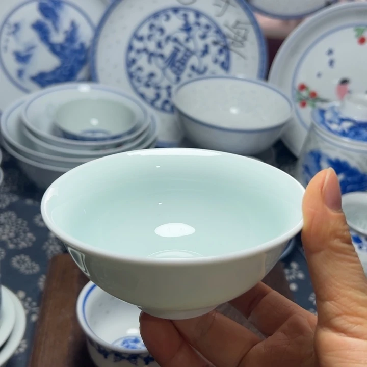 陶4寸影青釉小茶碗