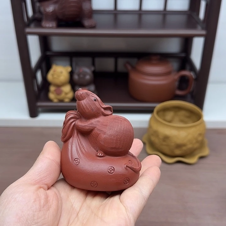 茶案朱泥老鼠茶宠