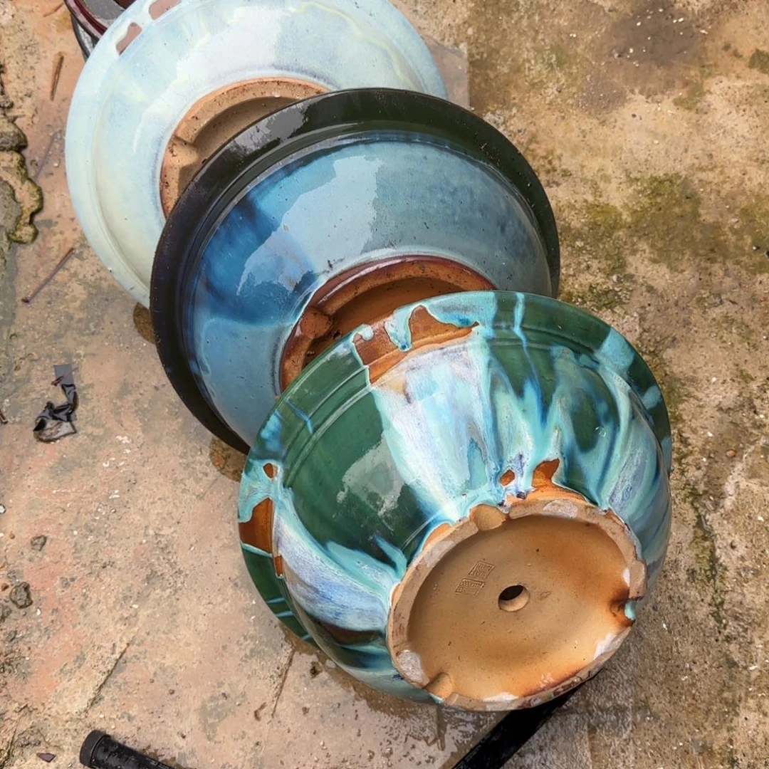 紫砂花盆八**财三个瑕疵品