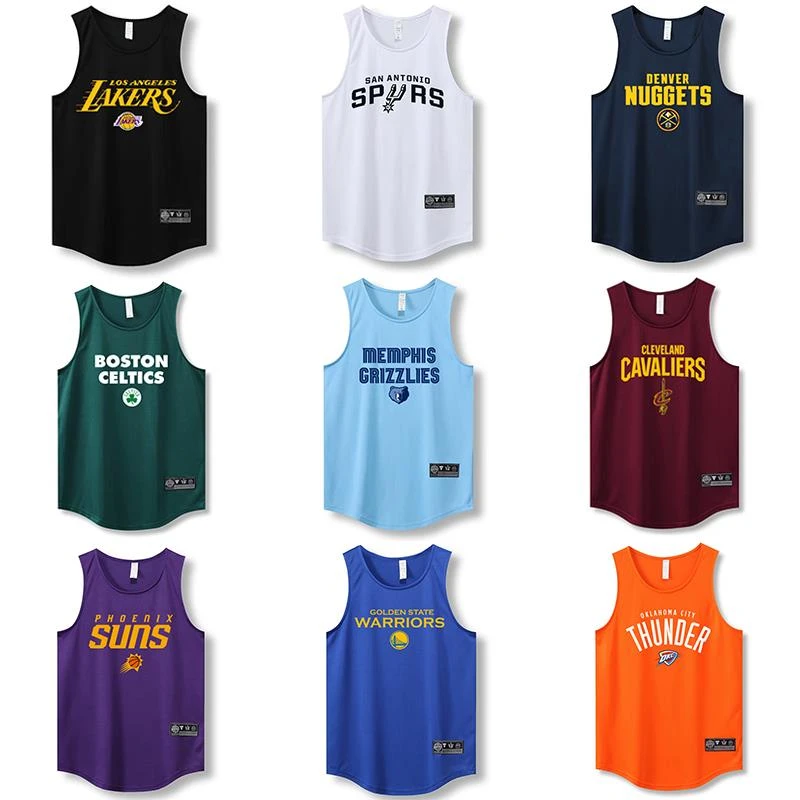 FAVMARTHA湖人队灰熊掘金美式训练运动投篮速干坎肩无袖宽松背心T