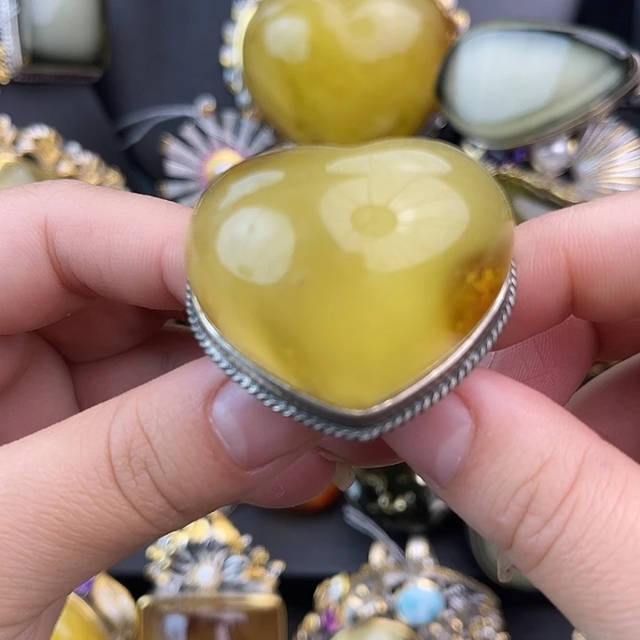 琥珀银S925镶嵌裸石