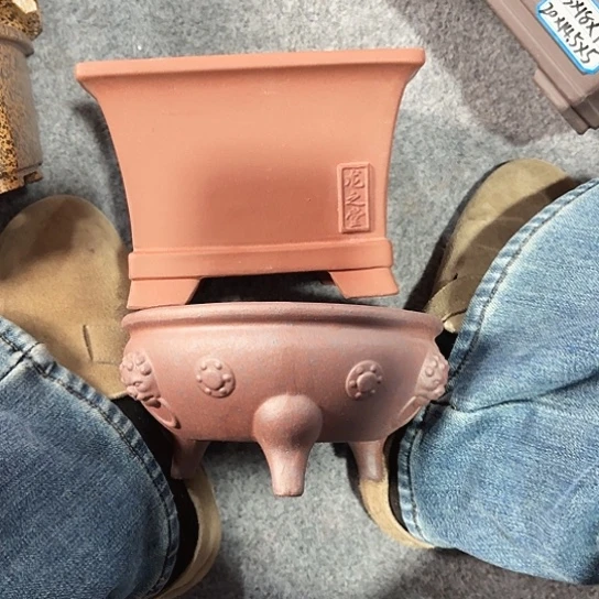 紫砂花盆闲**鹤宜兴紫砂