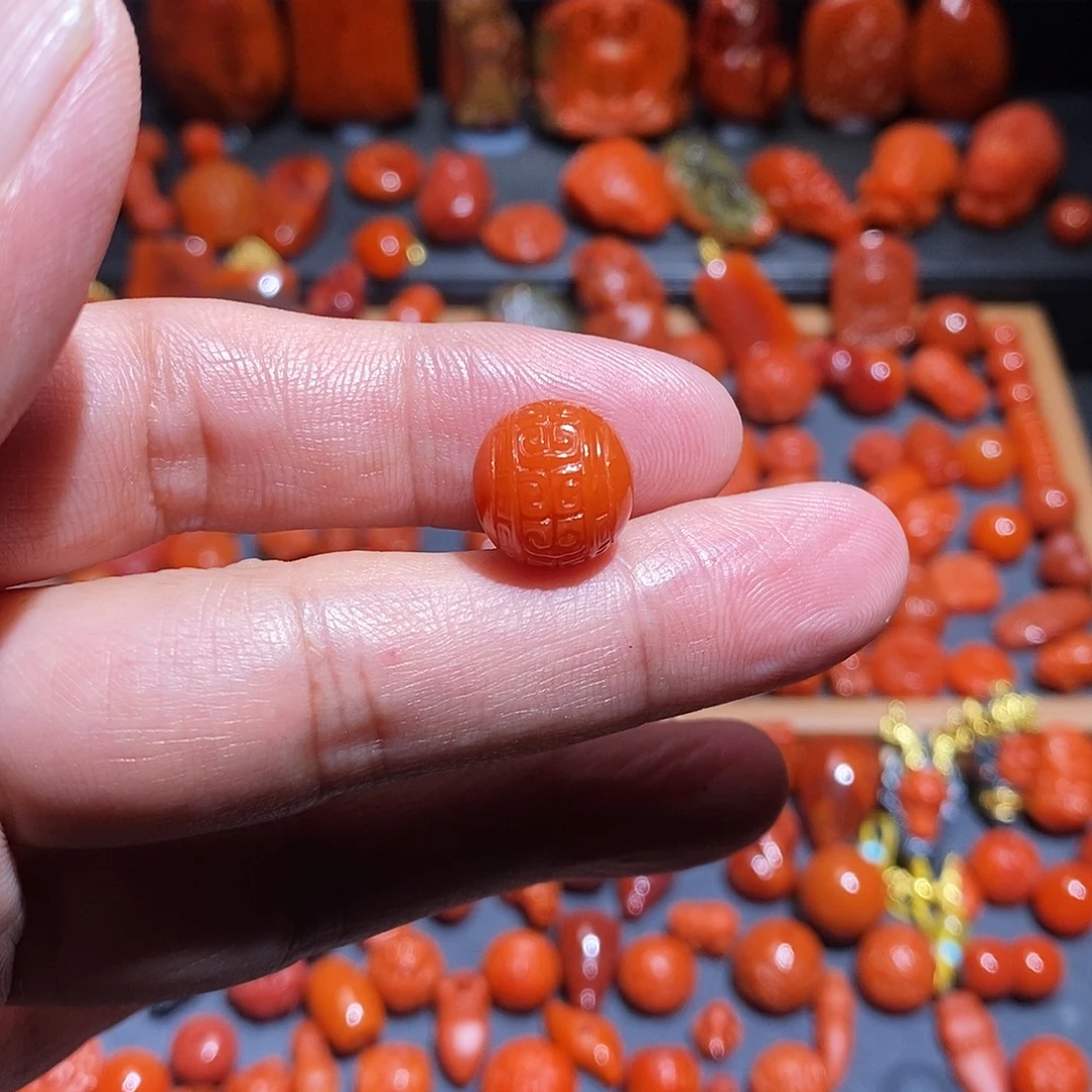 夺***苏南红玛瑙未镶嵌保山精工回纹12.5