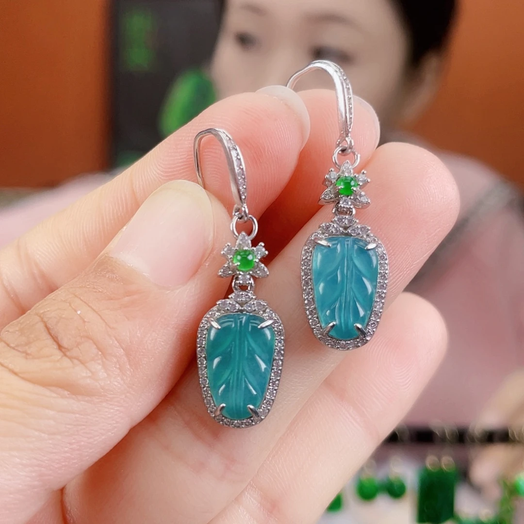 翡翠银S925镶嵌耳饰