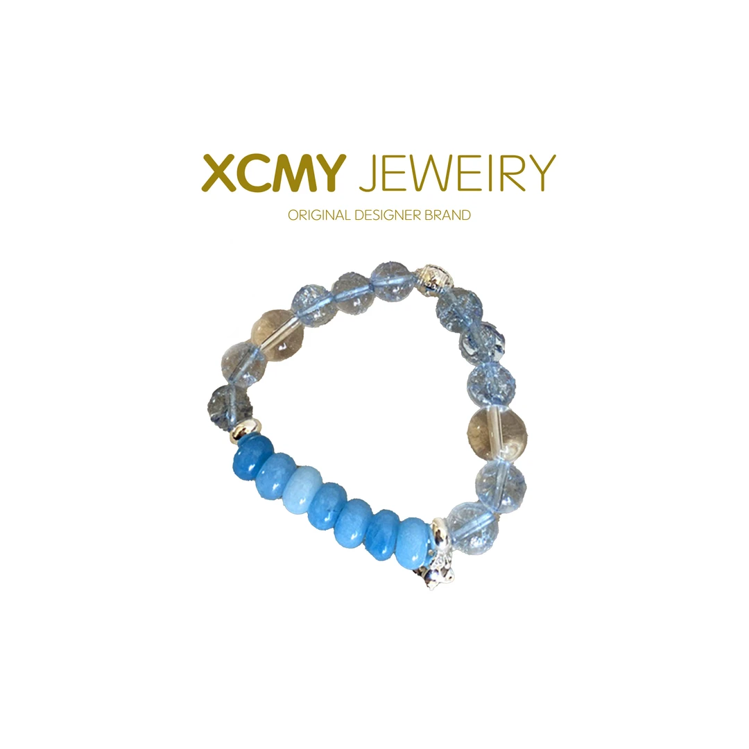 800银仿水晶手链 能量净化手链｜新中式双水晶爱心设计