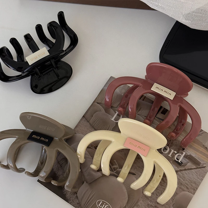 美拉德大号盘发抓夹复古亚克力发夹女后脑勺简约鲨鱼夹高级感发饰