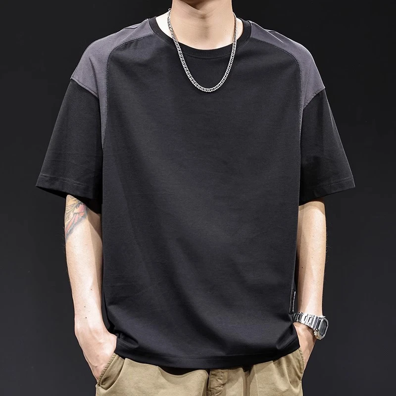 LEIGHZ/雷茨莱赛尔天丝短袖t恤男士夏季新款大码衣服美式复古体恤