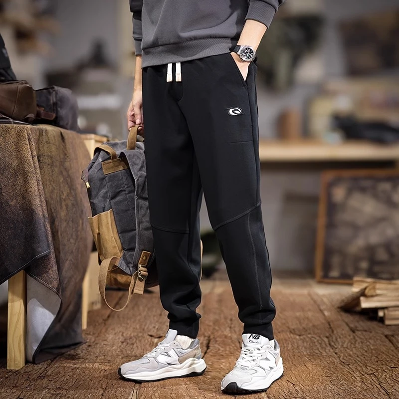 2025新款秋冬高端黑色卫裤男宽松大码弹力运动裤潮流百搭休闲长裤