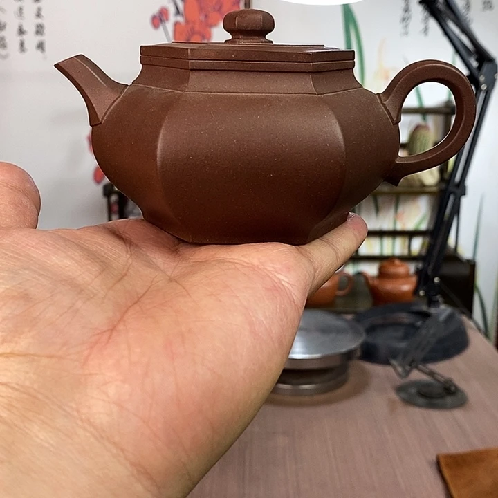 原矿紫泥全手工制作大彬六方壶