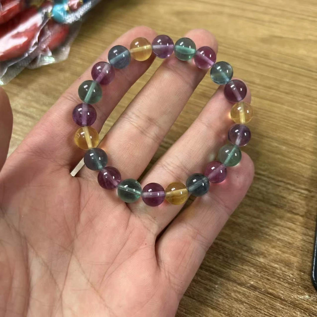 卡9mm+精美糖果萤石单圈素圈手串