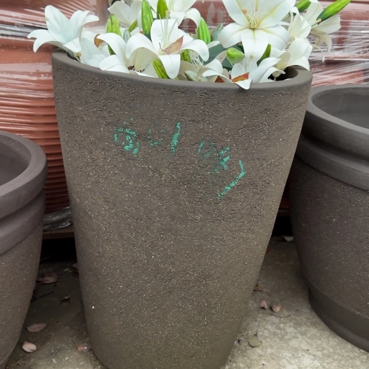 紫砂花盆口47高61宜兴粗陶粗糙正常