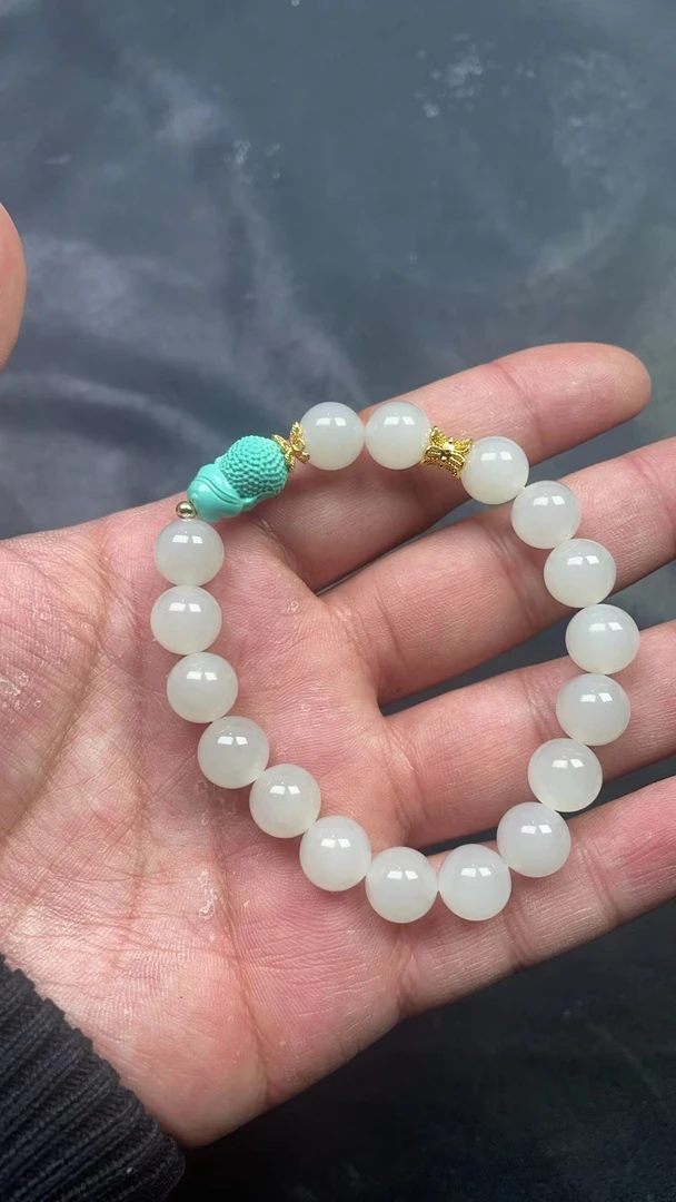 和田玉卡10左右高端白玉手串（多样性DIY设计款）