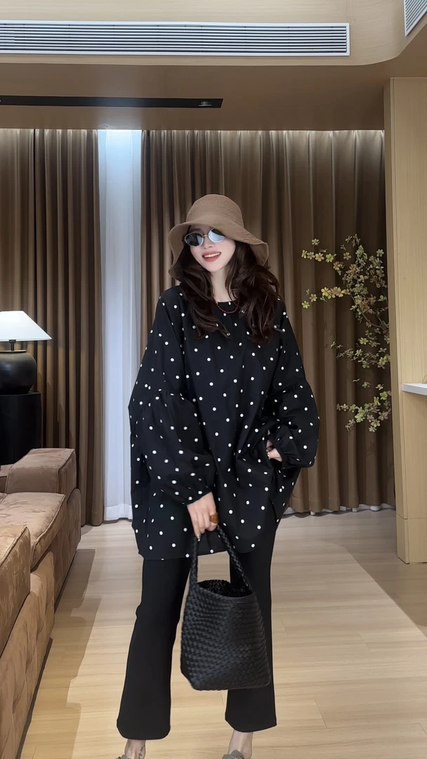 YYOUHAN 2025夏款小众设计极简风百搭波点防晒长袖罩衫 2504C1972