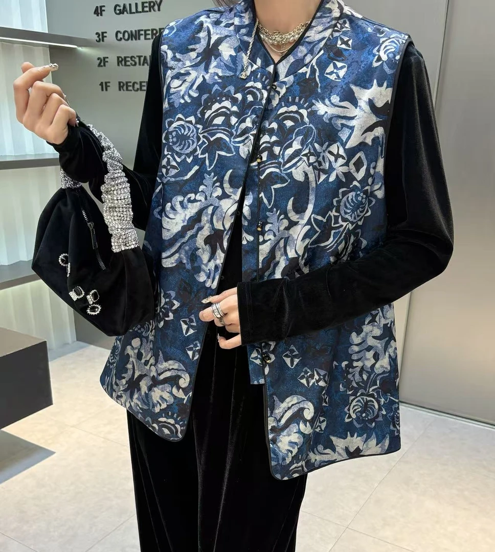 金润秋季新款女装休闲国风气质女士马甲外套7946