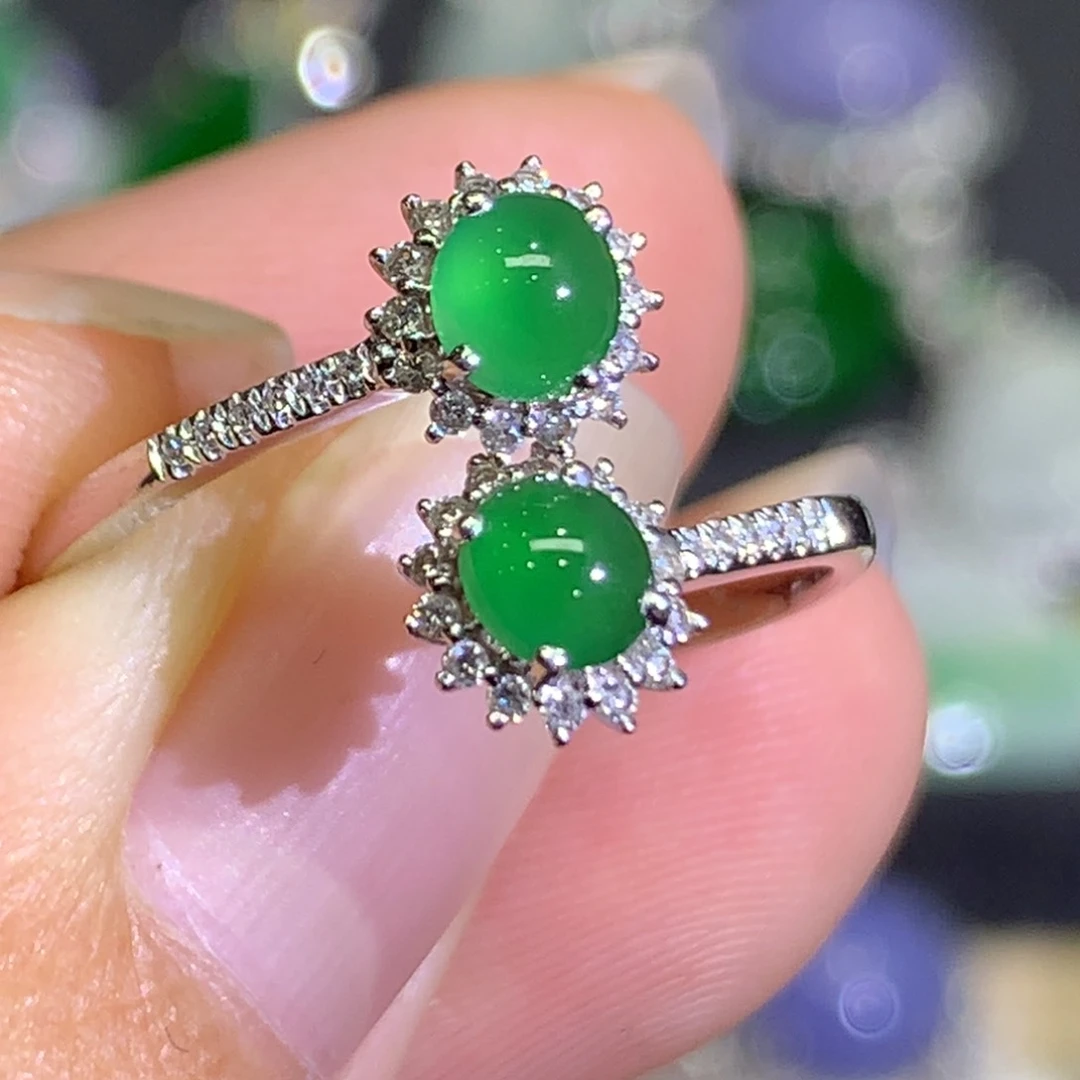 翡翠戒指18K金镶嵌8、