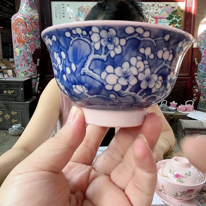 摆件景德镇高温陶瓷冰梅画片红希希