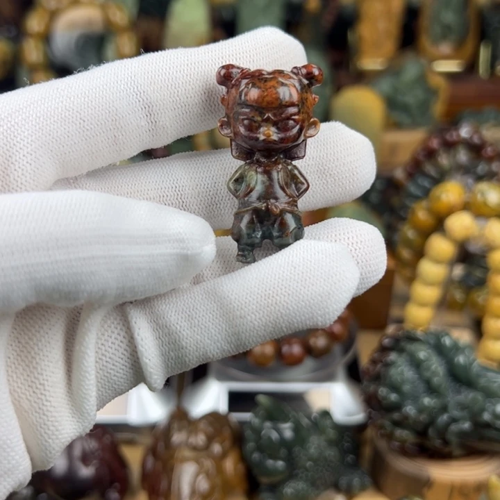 岫岩河磨玉（透闪石质玉）吊坠(不含链)未镶嵌红*