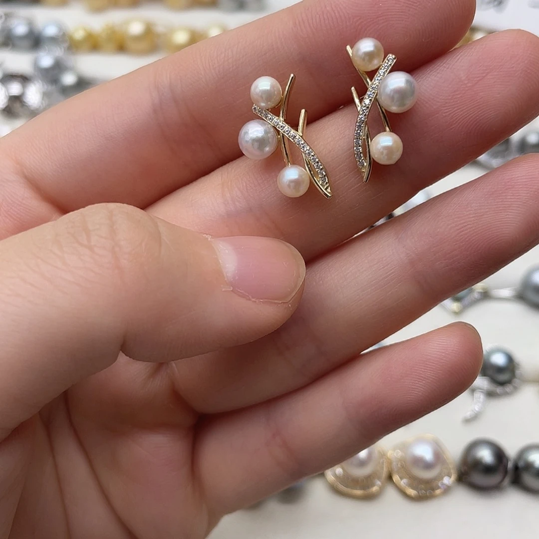 银S925镶嵌海水珍珠耳饰