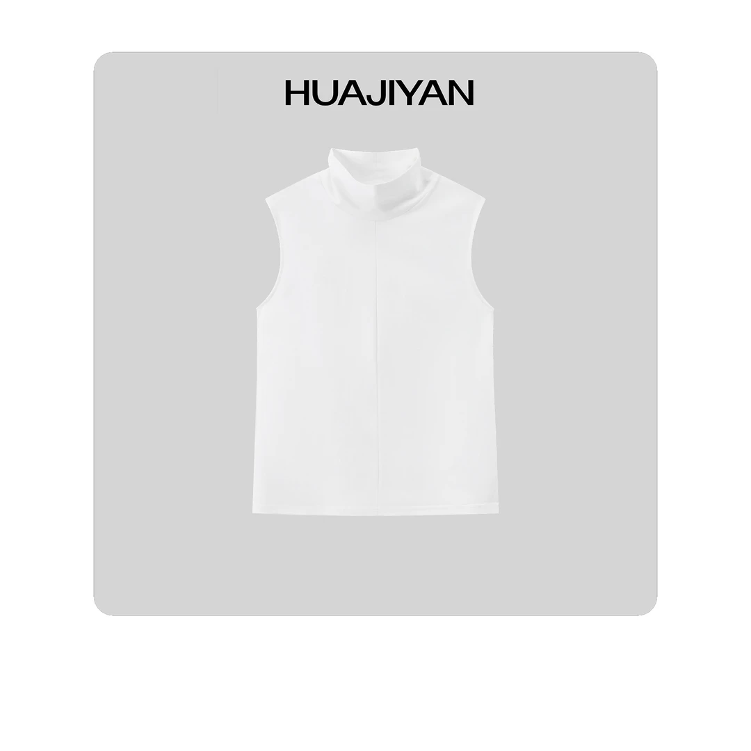 华吉言/HUAJIYAN【净白】汉麻混纺立裁堆堆领无袖上衣