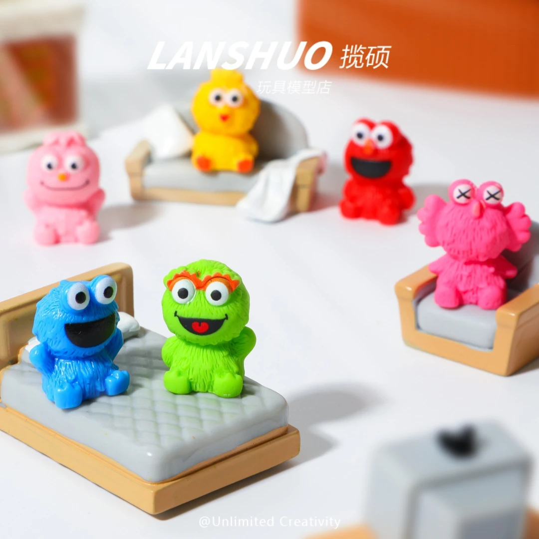 【直播拆】不匀色 实色芝麻街车载摆设微景观创意摆件