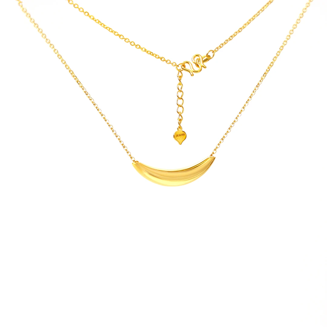 中匠福黄金•新国潮 足金月牙弯管套链百搭坠链轻奢礼物精致精美