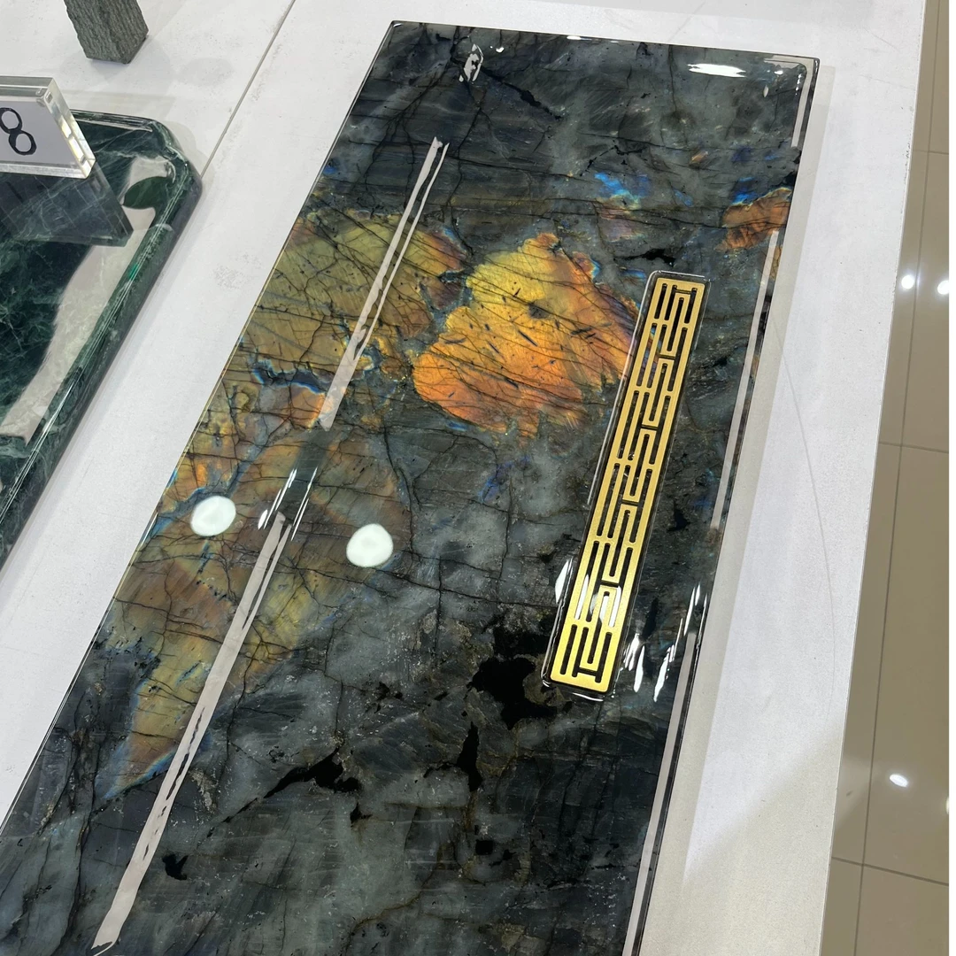 天然蓝翡翠奢石茶盘高端石材大理石排水茶台石头简约家用