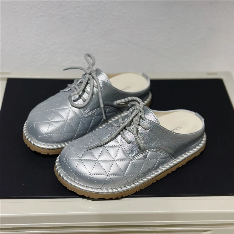 首谷SHOUGU包头半拖鞋女2025春季新款平底防滑丑萌懒人勃肯凉拖鞋