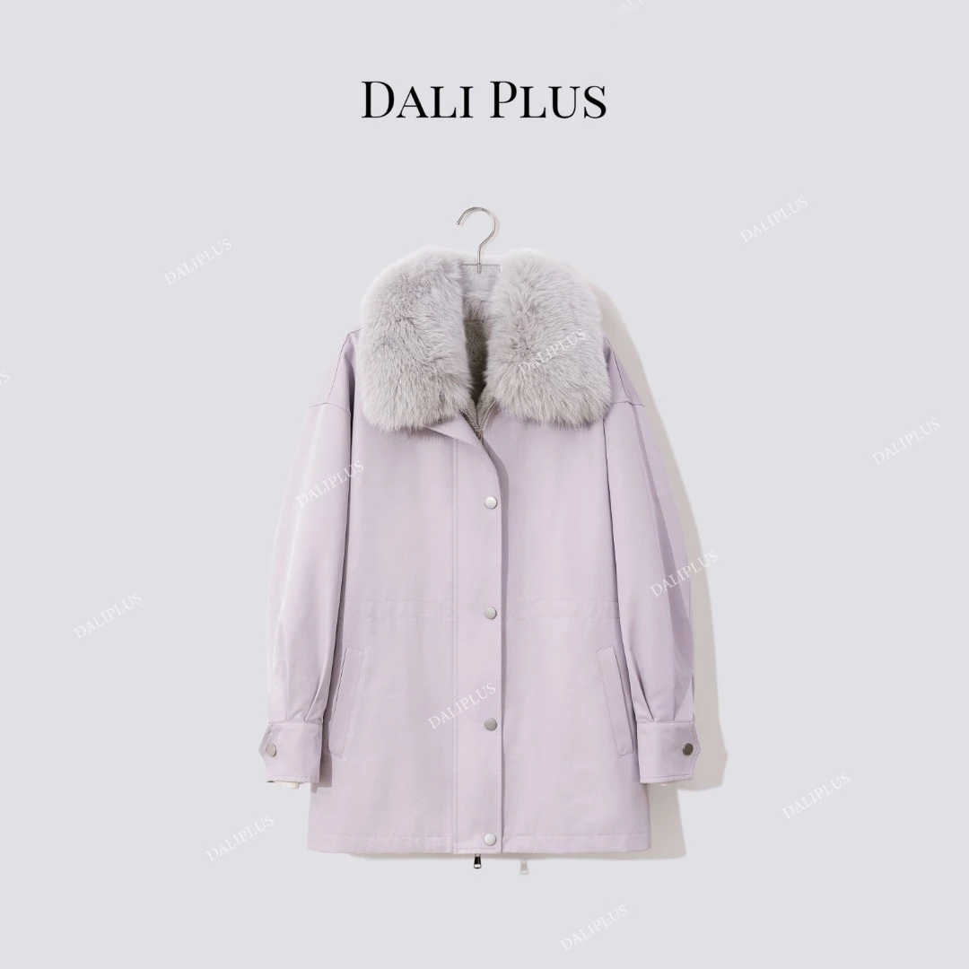 DALI PLUS“紫狐皮草派克服”加厚兔毛内里大毛领轻奢外套-D5MM2944