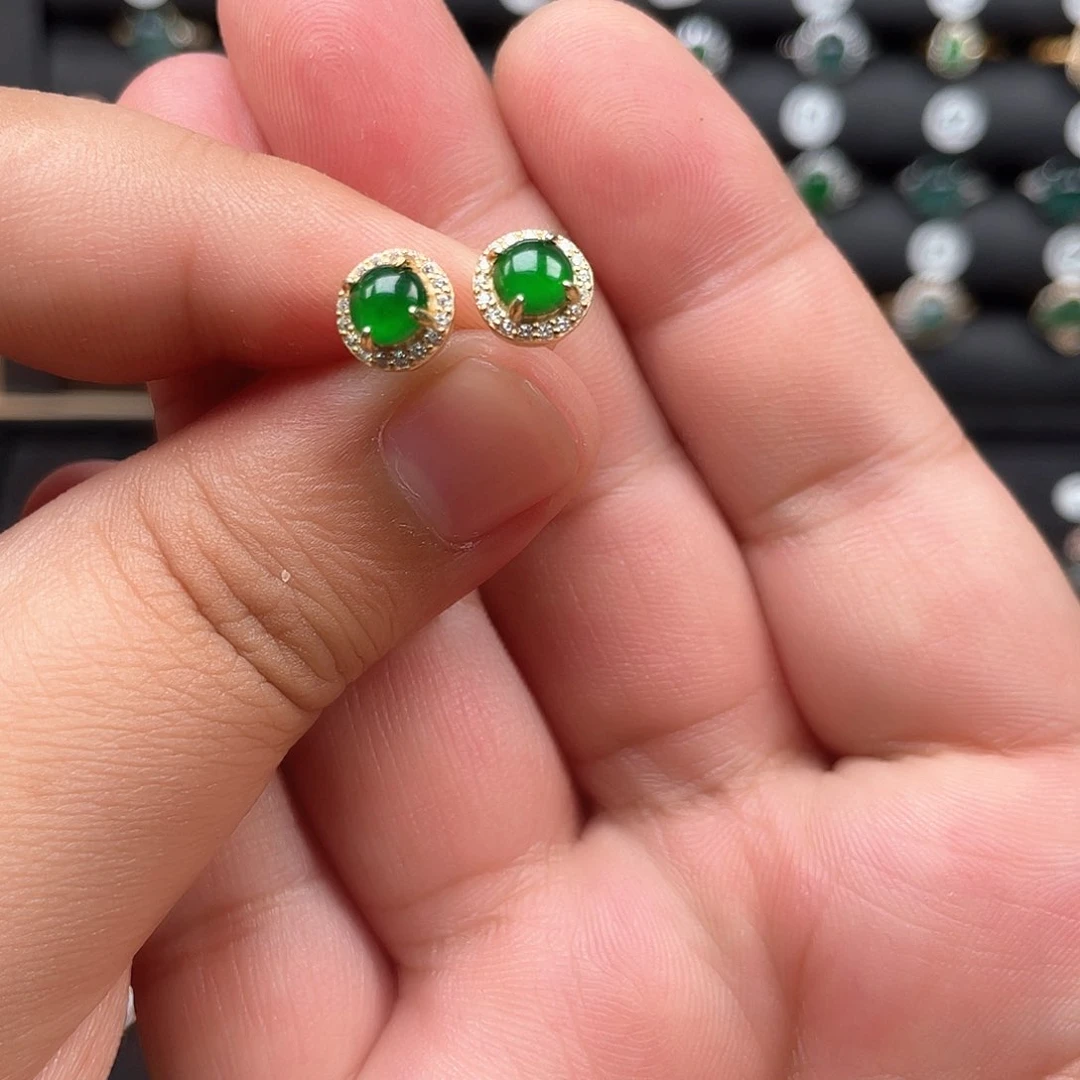 翡翠银S925镶嵌耳饰