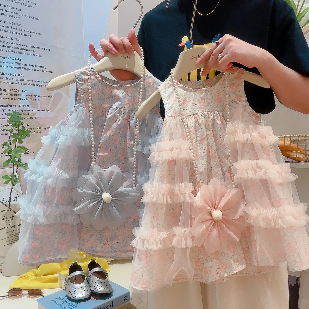 连衣裙夏款女宝宝夏季洋气女童夏装公主裙短袖蕾丝可爱风