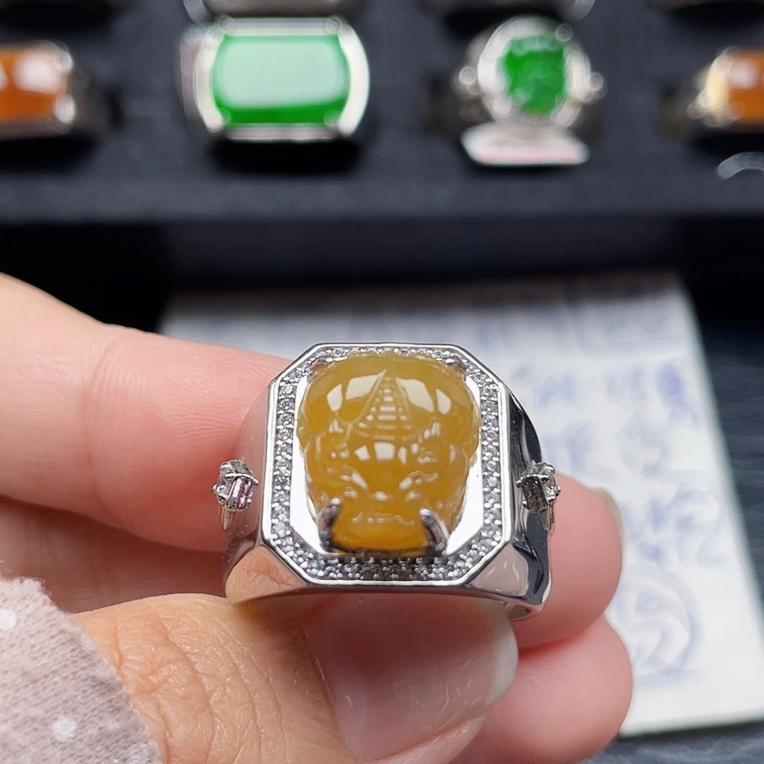 翡翠戒指银S925镶嵌天然a货翡翠没运费险2529