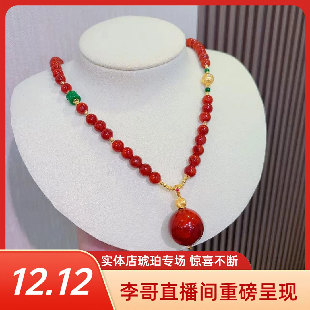 首发！大大大大！尺寸南红单珠项链 大颗火焰纹单珠超难得 收藏必入