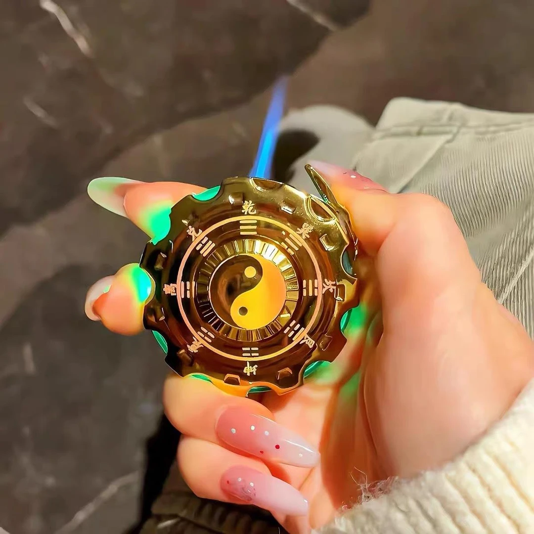 新款转一亿机甲指尖陀螺防风打火机七彩灯发光潮玩解压送男友礼物